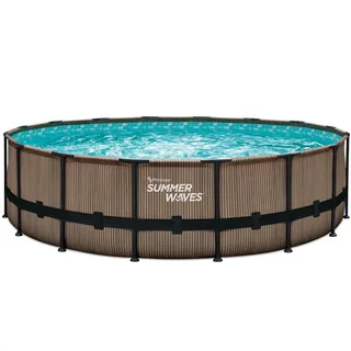 Summer Waves Elite Frame Pool Set rund 488 x 122 cm inkl. Reinigungsset, Boden-Schutzplane, Abdeckplane, Skimmer, Filterpumpe, Poolleiter
