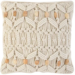 BELIANI Dekokissen Beige Baumwolle 45 x 45 cm Strickmuster Boho-Stil Wohnzimmer Salon Schlafzimmer - Beige