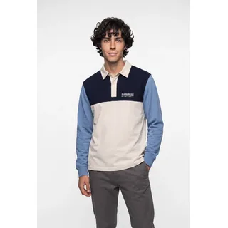 Langarm-Poloshirt NAPAPIJRI "E-MONT LS", Herren, Gr. XL, beige (beige dimity), Obermaterial: 100% Baumwolle, Shirts Langarm-Poloshirt, mit Kontrastdetails an Kragen und Knopfleiste, langärmelige Ausführung