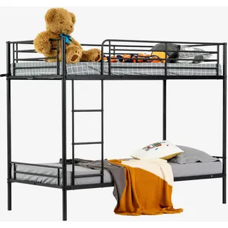 MEUBLE COSY Etagenbett Für 2 Kinder, Bettgestell 90 x 190 cm, Bettrahmen mit Lattenroste, aus Metall, für Schlafzimmer, Haus, Schwarz