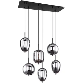 GLOBO Hängeleuchte Schwarz, Metall, Glas, 34x120x80 cm, Lampen - L/B/H ca. 80,00x34,00x120,00