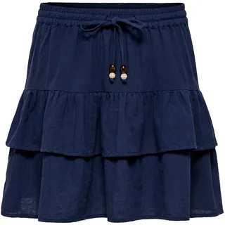 Minirock ONLY "ONLSWAR STRING SHORT SKIRT WVN", Damen, Gr. L (40), naval academy, Web, Obermaterial: 100% Baumwolle, unifarben, kurz, Röcke Minirock, Baumwolle, Topseller