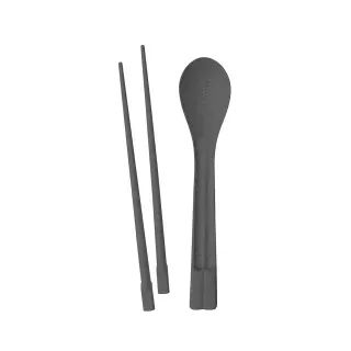 Koziol Essstäbchen-Löffel-Set, langlebiges Mehrwegbesteck, Ideal für das Verzehren von asiatischen Köstlichkeiten für unterwegs, 1 Set =  2 Stäbchen, 1 Löffel