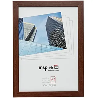Hampton Frames | Bilderrahmen München A4 | 21 x 30 cm, dunkle Holzoptik, Plexiglas | Mit Aufhängeschlaufen, Halteklammern, freistehend | Für Poster und Dokumente