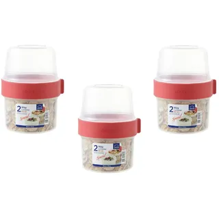 Lock & Lock Two-Way Müsli-to-go-Becher aus Kunststoff – 3er Vorratsdosen Set – Kleine Lunchbox mit Schraubdeckel und Zwei Behältern – 360 ml & 310 ml