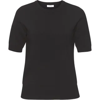 Kurzarmpullover LASCANA, Damen, Gr. 36/38, schwarz, Feinstrick, Obermaterial: 70% Viskose, 30% Polyamid, unifarben, Basic, figurumspielend hüftlang, Rundhals, Pullover Kurzarmpullover, in Feinstrick-Qualität, T-Shirt Pullover, basic, Topseller