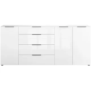manjana möbel Sideboard Style 225 x 98,7 x 40 cm Weiß / Schwarz
