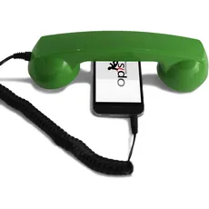 Opis 60s Micro - Retro Handyhörer für Android Smartphones, Tablets, Notebooks und Handys in der Form eines klassischen Telefonhörers (grün)