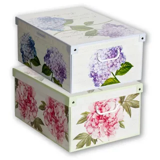2er-Set Aufbewahrungsbox mit Duftdeckel für Kleidung und Wäsche, Floral Gross Karton Kleiderschrankboxen, saisonaler Wechsel, Geschenkboxen 50x39x24 cm