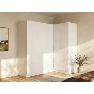 Eckkleiderschrank mit 5 Türen - 173 cm - Weiß - LISTOWEL