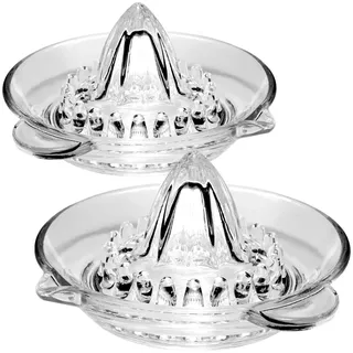 COM-FOUR® 2x Zitrus-Presse - Zitronen-Presse aus Glas mit Ausgießer - ideal zum Entsaften von Zitrusfrüchten, wie Zitronen, Orangen und Mandarinen (02 Stück - Zitruspresse Glas)