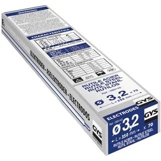 GYS Schweiss-zubehör 70 Rutile Elektroden E6013, Durchmesser 3, 2mm, stahl, Ø 3,2mm, 085145