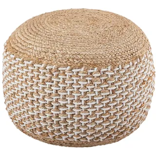 Sitzpouf Jute Sitzhocker rund Deko Hocker natur Sitzpouf Jute weiß - Weiß