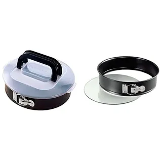 ORIGINAL KAISER Inspiration Springform Glasboden 26 cm rund & Inspiration Springform 26 cm rund, Flachboden, mit Deckel, Backform antihaftbeschichtet, Kuchenform auslaufsicher