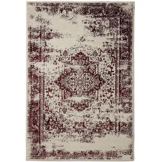 benuta Vintage-Teppich Suki 200/300 cm , Creme, Rot , Kunststoff , Vintage , Rechteckig , 200x300 cm , Oeko-Tex® Standard 100 , für Fußbodenheizung geeignet, in verschiedenen Größen erhältlich, pflegeleicht , Teppiche und Böden, Teppiche, Vintageteppiche
