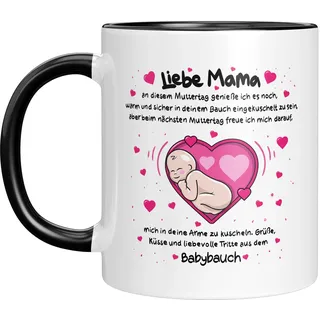LIEBTASTISCH - Liebe Mama - Muttertag - Geschenk für eine werdende Mama - Muttertag - Geschenkidee - Muttertagsgeschenk - Mamatasse (Schwarz, Liebe Mama)