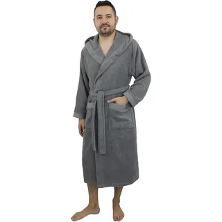 Unisex-Bademantel OTTO HOME "Tailles, ideal für Sauna & Spa, Hotelbademantel, Morgenmantel" Gr. M, grau (dunkelgrau), L:120cm, Walkfrottier, Hausmäntel, Unisex-Bademantel, langer Bademantel für Damen und Herren, 100% Baumwolle, XS-3XL