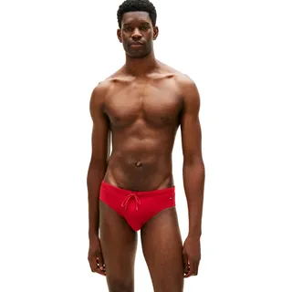 Tommy Hilfiger Herren Badehose Brief mit Tunnelzug, Rot (Medium Red), L