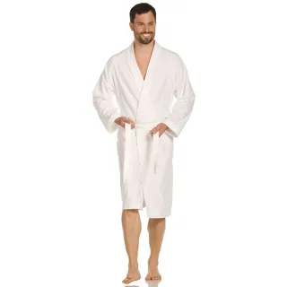 Unisex-Bademantel VOSSEN "Dallas, ideal für Sauna & Spa, Hotelbademantel, Morgenmantel" Gr. M, weiß, L:110cm, Webvelours, Hausmäntel, Unisex-Bademantel, für Damen & Herren, reine Baumwolle, mit Kimono-Kragen