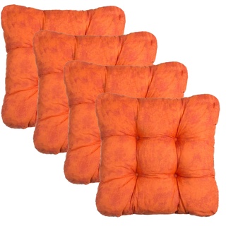 Brandsseller Kissen-Set Sitzkissen Dekokissen Stuhlkissen Zierkissen Stuhlauflage 4er-Set Terracotta-Orange