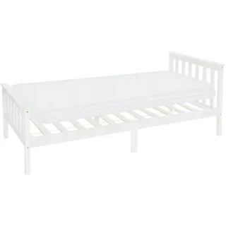 ML-Design Bett mit Matratze, 90/200cm , Weiß - Holz , 90x200 cm , Schlafzimmer, Betten