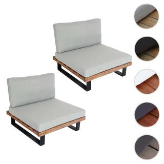 2er-Set Lounge-Sessel HWC-H54, Garten-Sessel, Spun Poly Akazie Holz FSC-zertifiziert Alu ~ hellbraun