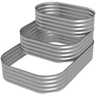 Outsunny Pflanzentreppe, Silberfarben , Metall , 109x82x158 cm , Gartenzubehör, Hochbeete