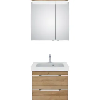 Saphir Badmöbel-Set »Balto Sprint 2-teilig, Mineralmarmor-Waschtisch mit LED-Spiegelschrank« 2 Stk. tlg., braun