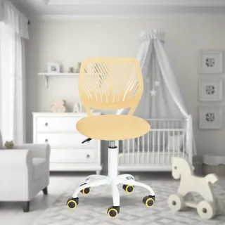 FurnitureR Multifunktionaler Bürostuhl für Kinder, Arbeitsstuhl ohne Armlehnen, höhenverstellbar, drehbar, bunt, für Schule und Büro, Gelb