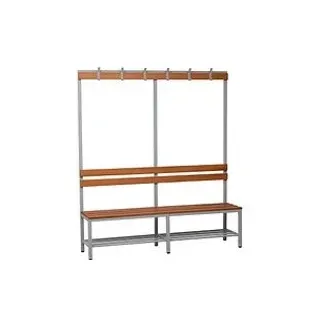 Gürkan Garderobenbank mit Haken und Schuhrost 107344 grau, buche Holz 160,0 cm