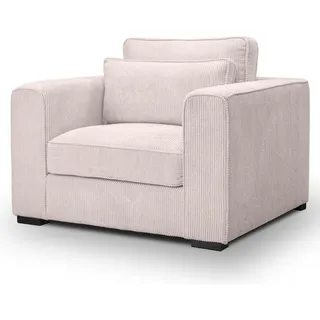 Inn.Furn Sessel grau-beige Cord, Loungesessel 120 cm, Wohnzimmersessel mit Wellenfederung , Beige , Textil , Nachbildung , 120x92x112 cm , Wohnzimmer, Sessel, Polstersessel