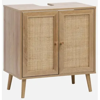 sweeek - Waschtischuntergestell in Holzdekor und Rattan. - Natur