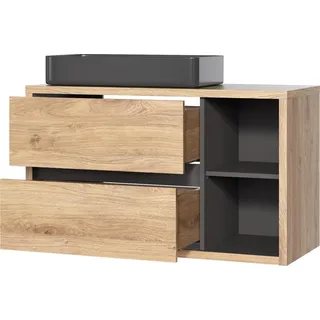 Waschbeckenunterschrank mit Waschtisch hängend 100 cm Badezimmerschank - Schwarz