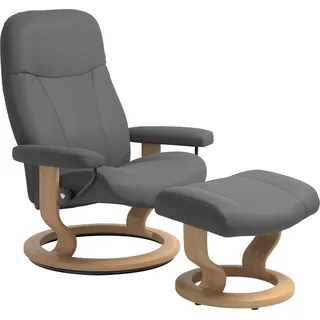 Stressless Stressless® »Garda«, (Set, Relaxsessel mit Hocker), mit Hocker, mit Classic Base, Größe M, Gestell Eichefarben Stressless® grey BATICK,