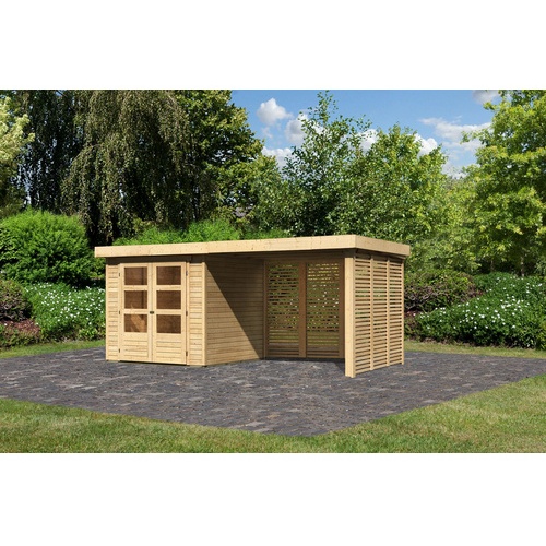 Bild von Gartenhaus Askola 2 mit 275 cm (Außenmaße inkl. Dachüberstand) – beige