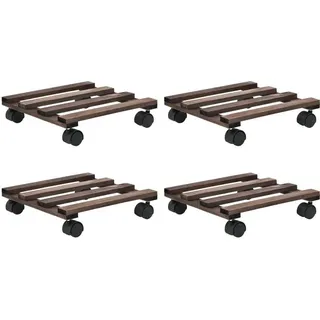 Möbel Pflanzenständer mit Rollen 4 Stk. Zedernholz 25 x 25 cm - Beete 246442 - Braun