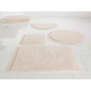 Badematte OTTO HOME "Finca, Badvorleger, Badezimmer Teppich" Gr. 1, beige (natur), H:16mm, Baumwolle (Bio-Baumwolle), Badematten, Badematte, Fransen, Boho, Badteppich, Bio-Baumwolle, auch als 3 teiliges Set