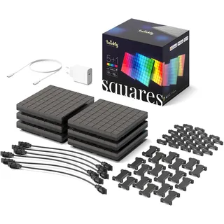 Twinkly Squares Starter Kit, RGB LED Paneelen, Enthält 1 Hauptpaneel und 5 Erweiterungspaneele, Kompatibel mit HomeKit, Alexa und Google Home, Gaming- und Streaming-Lichter, 16M+ Farben