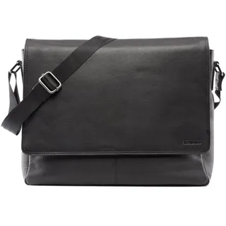 LEABAGS Leder Umhängetasche Herren I Arbeitstasche Herren I Laptoptasche Leder Herren bis 15 Zoll I Aktentasche Herren I Ledertasche Herren I Nappa Schwarz