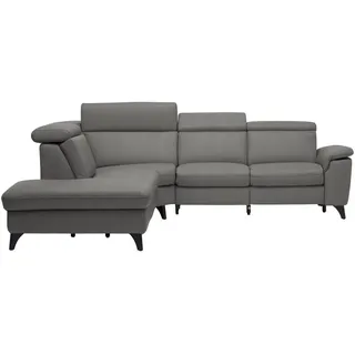 Cantus Ecksofa , Dunkelgrau , Leder , Echtleder , Color-Finish-Leder , Uni , Ottomane links, L-Form , 285x239 cm , Typenauswahl, Bettkasten erhältlich, Fußauswahl, Lederauswahl, Stoffauswahl, seitenverkehrt erhältlich, Hocker erhältlich, Rückenfutter , Wohnzimmer, Sofas & Couches, Wohnlandschaften, Ecksofas