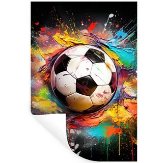 MuchoWow Wandtattoo Fußball - Farbe - Farben - Schwarz - Weiß 80x120 cm , Kunststoff , Rechteckig , 80x120x0.1 cm , Tapeten & Wandverkleidungen, Wandtattoos & Sticker
