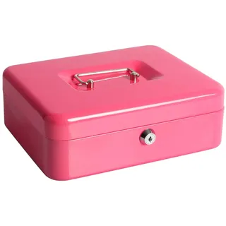 Parrency Geldkassette mit Spardose, Parrency große Spardose mit Schlüsselschloss, 24,9 x 20,1 x 8,9 cm, Rosa