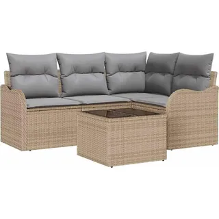 vidaXL Gartensofa-set 5 stk. Beige Poly-Rattan - Beige