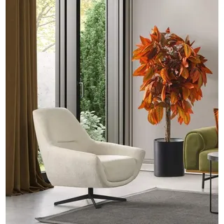 Luxus Sessel Beige Drehbar Wohnzimmer Stil Polsterung Textil Lounge Club - Beige