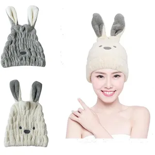 Copiel 2 Stücke Haar Handtuch Wrap, Haartuch, Haartrocknungskappen, Haarturban-Handtuch, Süßes Haar Schnelltrocknender Handtuchhut, Mikrofaser-Haartuch für Kinder Mädchen Frauen