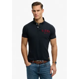 Poloshirt SUPERDRY "VINTAGE ATHLETIC POLO", Gr. XXL, eclipse navy, Single Jersey, Obermaterial: 100% Baumwolle, bedruckt, relaxed fit normal, Rundhals, Shirts Poloshirt