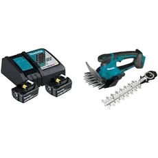 Makita Power Source Kit (2X Werkzeugakku mit Ladestation, Ersatzakkus für Elektrowerkzeuge von Makita) 197570-9 & DUM604ZX Akku-Grasschere 18V (ohne Akku, ohne Ladegerät)