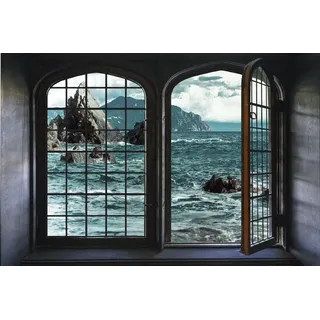Queence Wandsticker QUEENCE "Meer", blau, B:60cm H:40cm, Vinyl, Wandtattoos, Wandsticker, Wandsticker, Wandbild, selbstklebend, 3D, Fenster