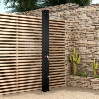Home Deluxe - Solardusche OLYMP - 40L Wassertank, integrierte Fußdusche, PVC, Schwarz Matt, einfache Montage I Gartendusche Außendusche Solardusche Garten Solar PVC Dusche Sommer - Schwarz