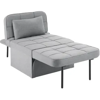 Tectake Schlafsessel Ponto Textil 68 x 79 x 170 cm Grau mit Hocker